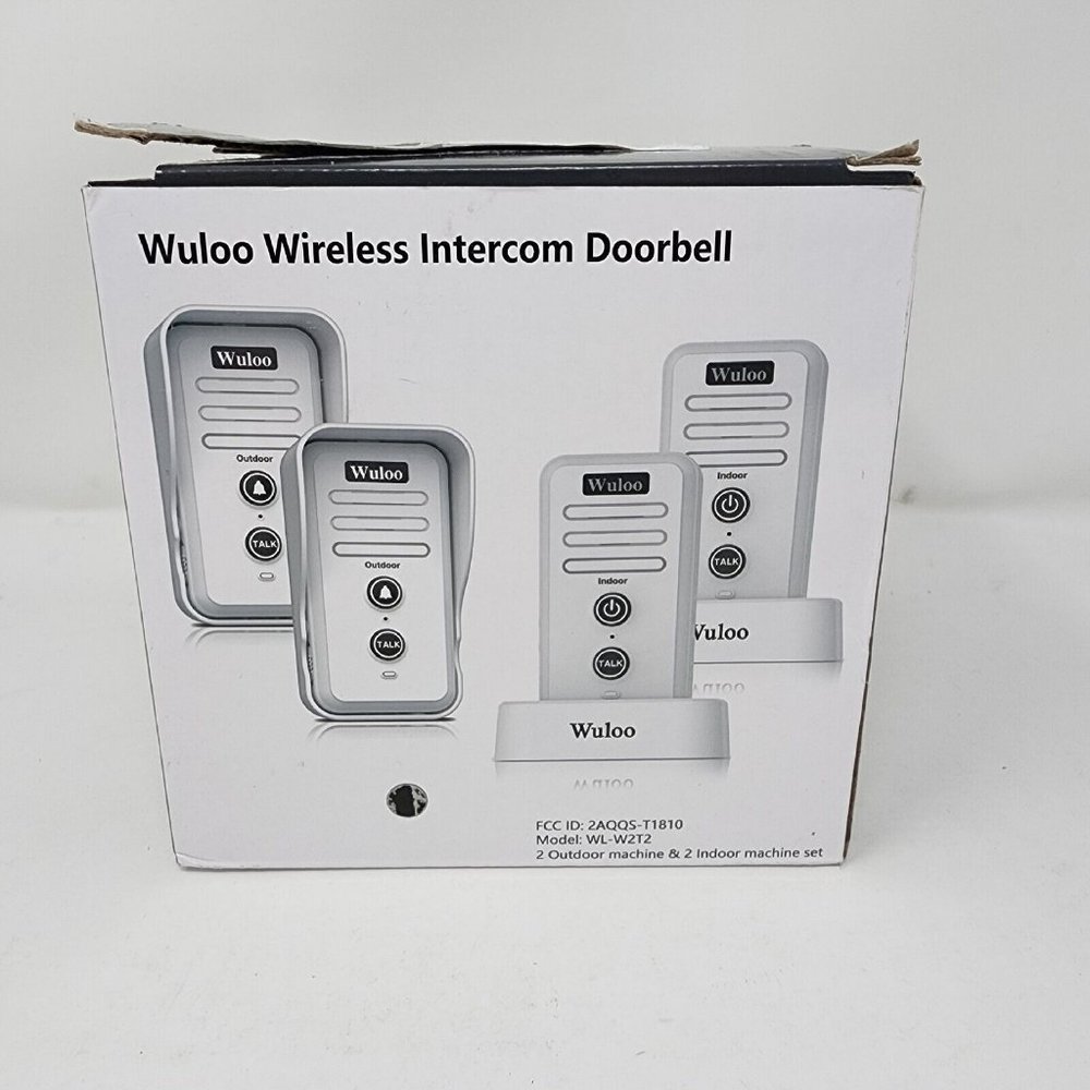 Wuloo Wireless Doorbells Intercoms Black WL-W2T2 2 Outdor 2 Indoor Machine Set
